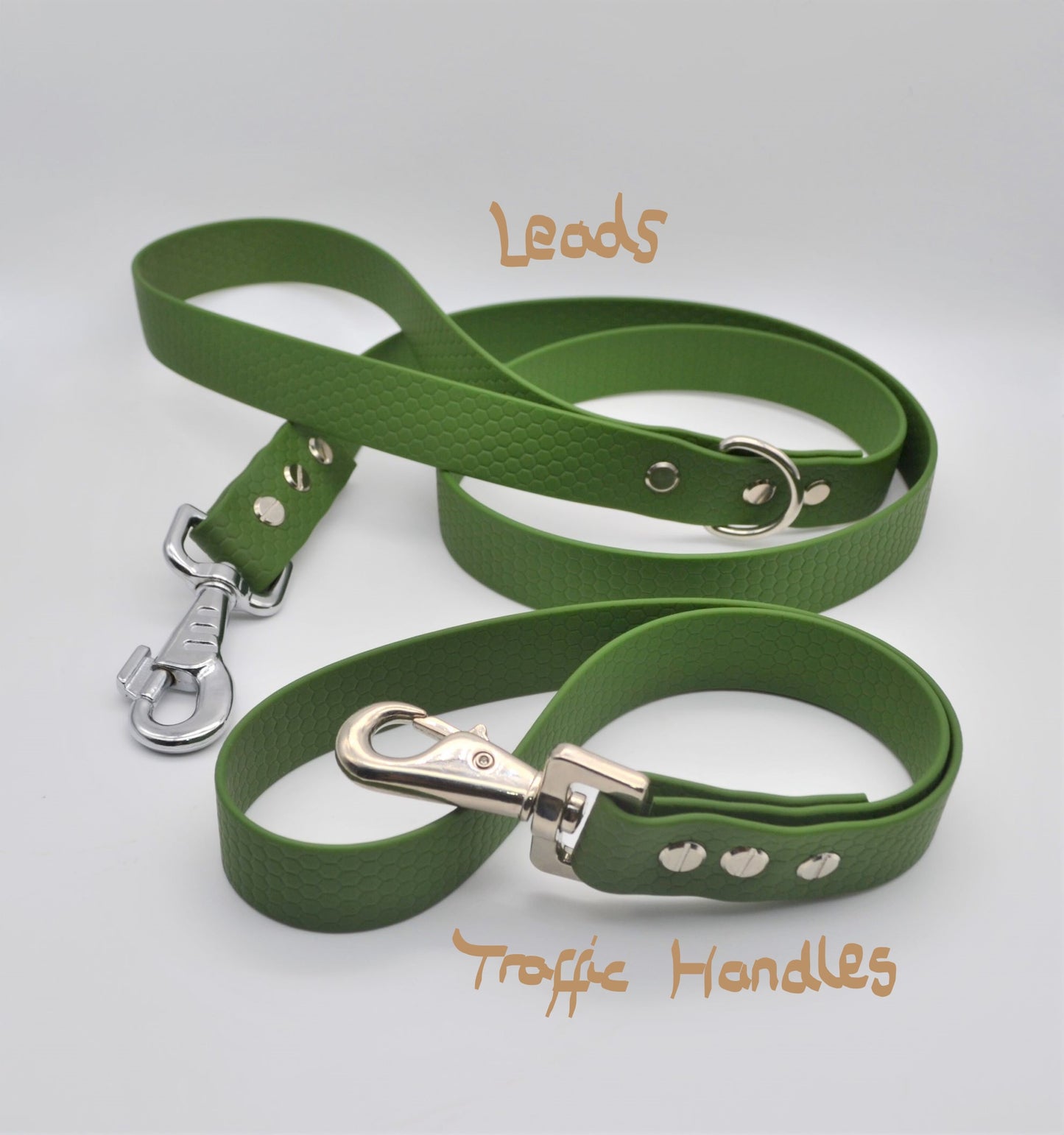 Waterproof Webbing Dog Training Loop Traffic Handle- Army Green 25mm