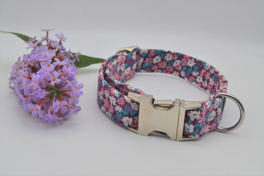 10-14" Purple Flowers Fabric Collar