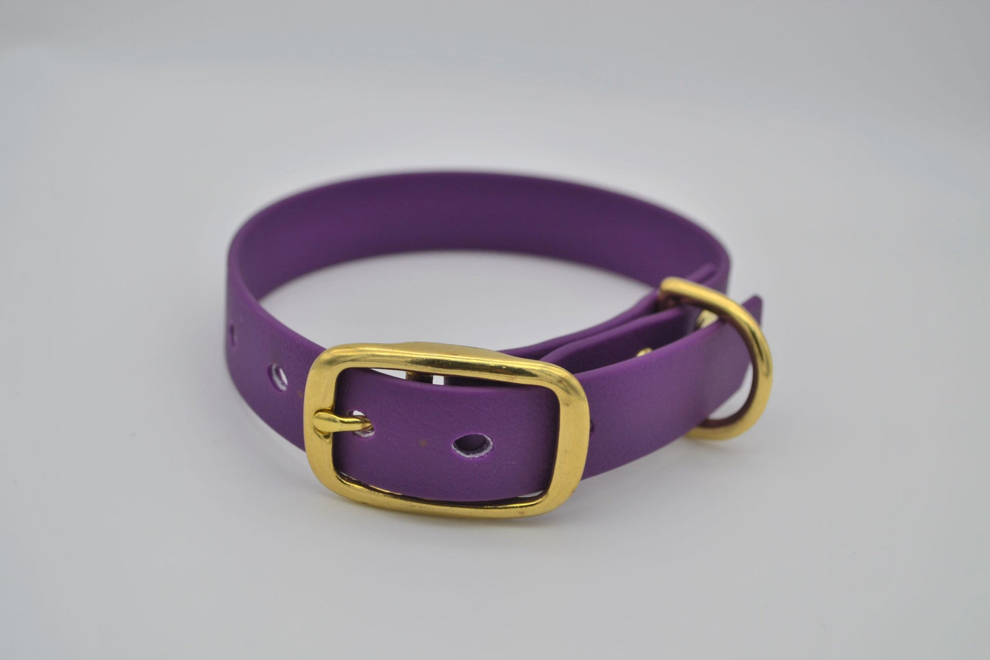 Purple Waterproof Coated Webbing Collar 20mm Brass, Silver or Black