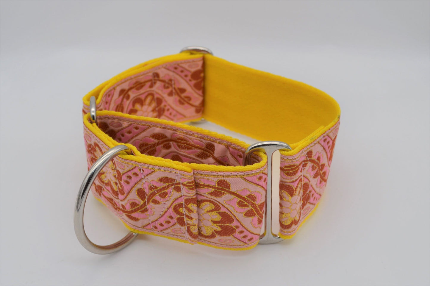 Salmon Pink Floral Pattern Martingale Collar