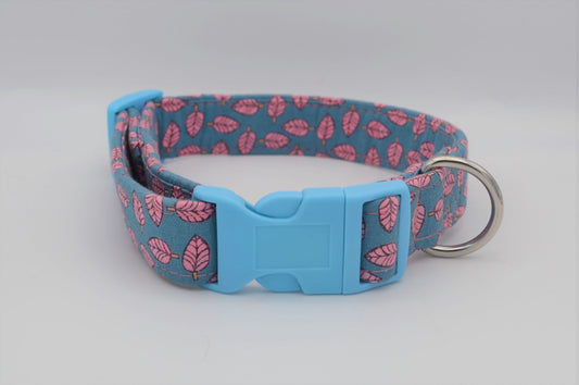 Pink Leaves Fabric Collar 25mm