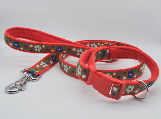 25mm Flower Vine Pattern Collar & Lead Set