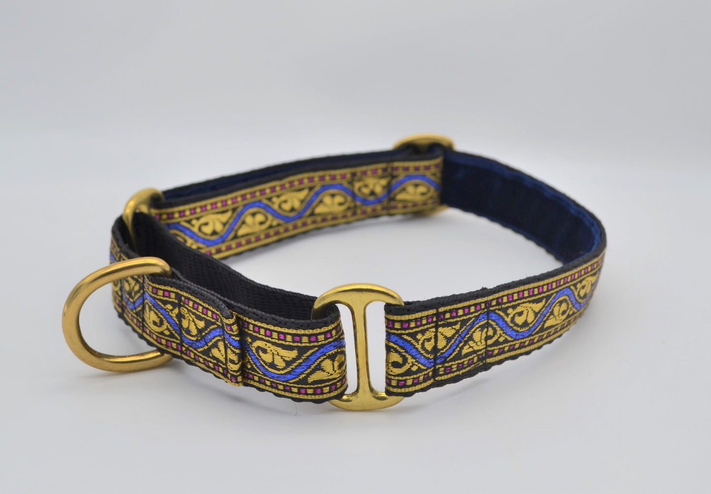 Gold/Blue Indian 25mm Martingale Collar (Brass)