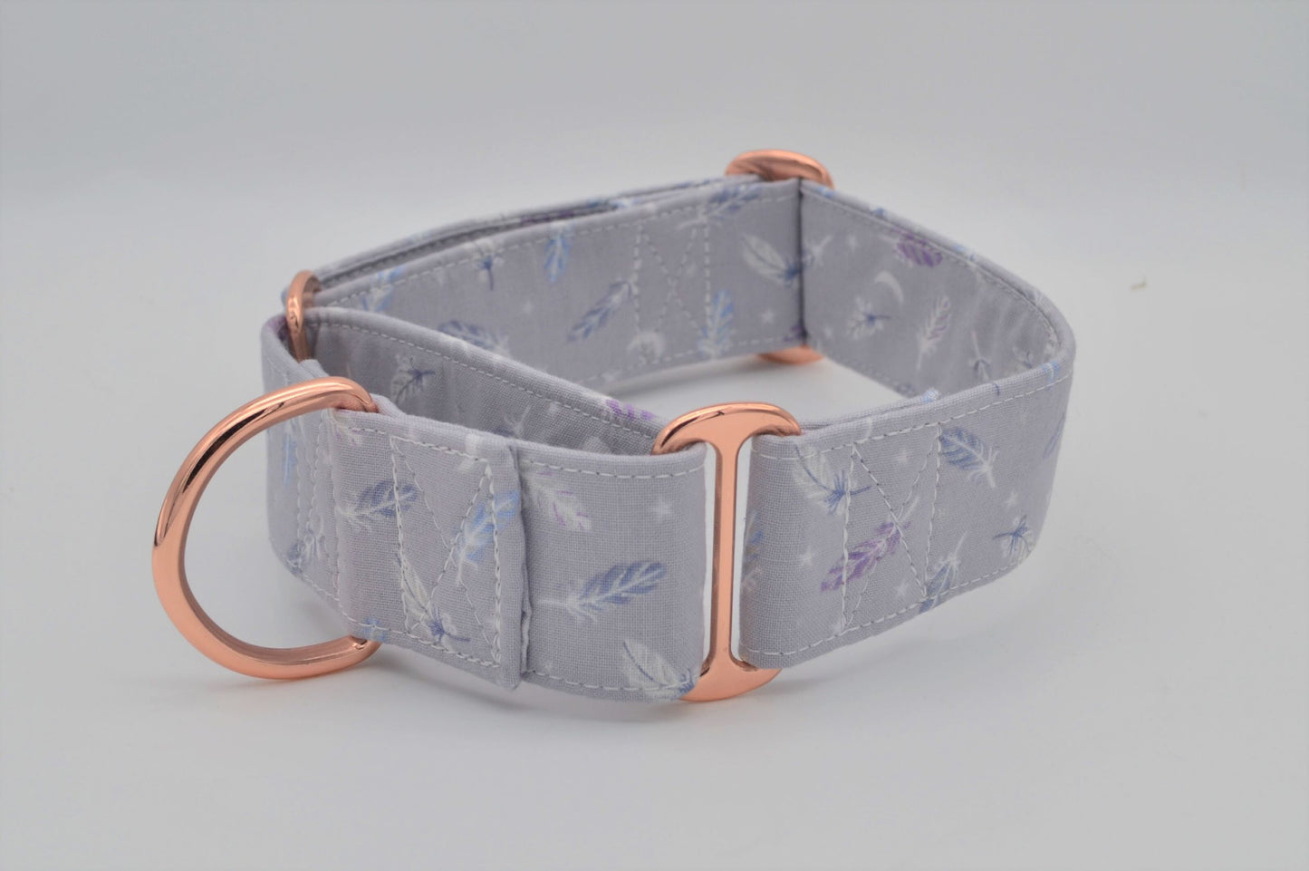 Native American Feather Pattern 38mm Fabric Martingale Collar (Rose Gold)