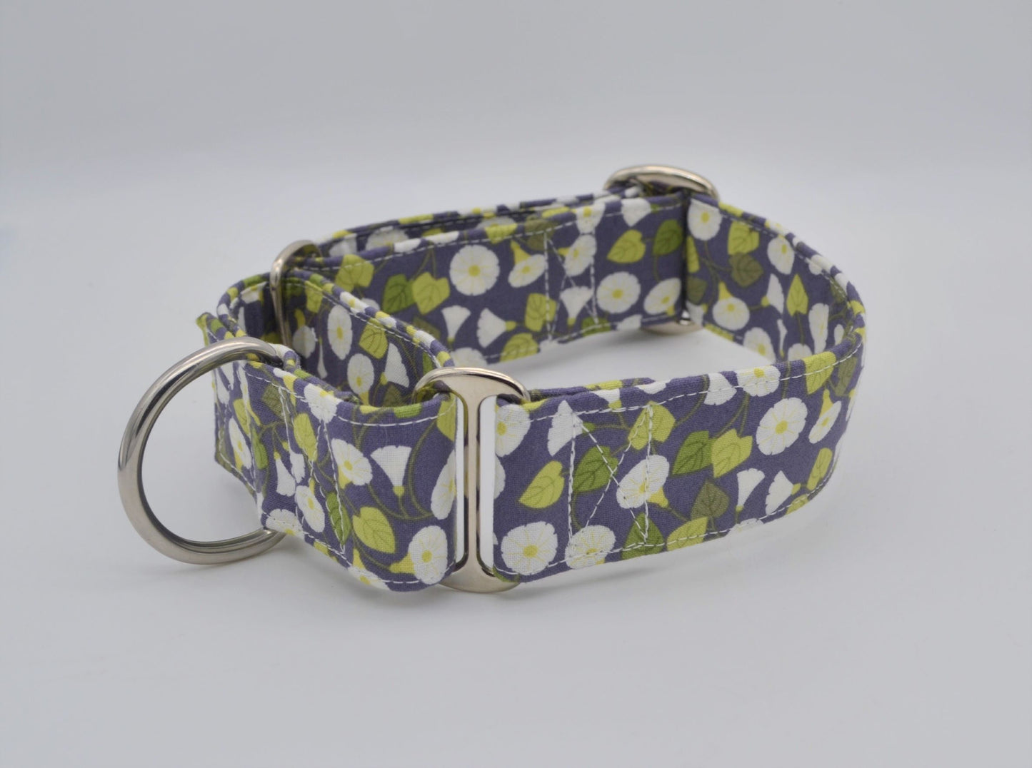 Mustard Yellow or Slate Grey Hedgerow Pattern 38mm Fabric Martingale Collar