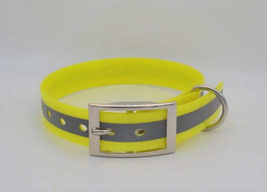 Reflective Hi Vis Yellow Waterproof Coated Webbing Collar 25mm