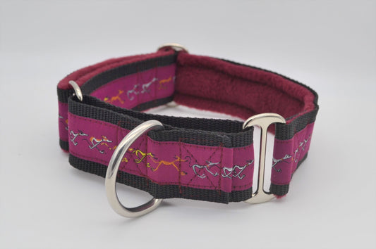 Burgundy Lurcher/Greyhound Pattern 38mm Martingale Collar