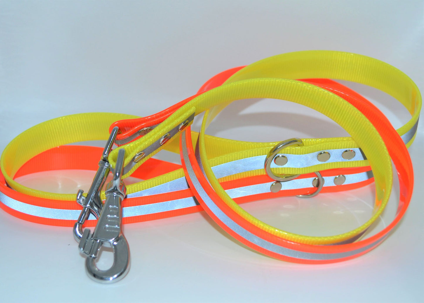 Reflective Yellow or Orange Hi Vis Waterproof Coated Webbing Leads