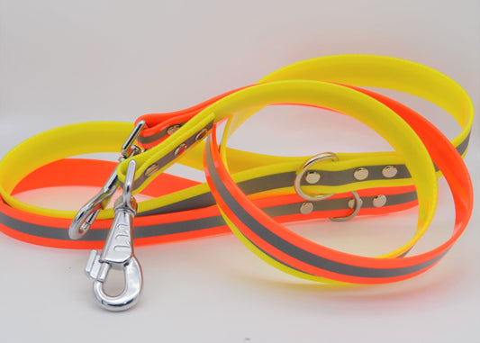 Reflective Yellow or Orange Hi Vis Waterproof Coated Webbing Leads