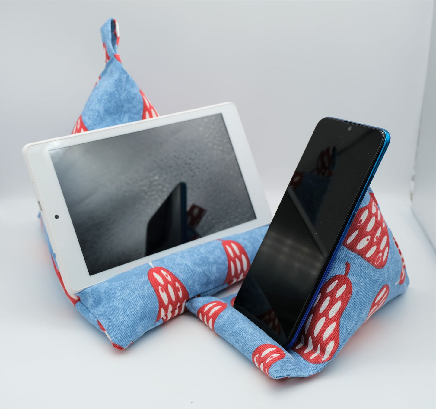 Tablet/Kindle/iPad Bean Bag Cushion Stand- Pears On Blue