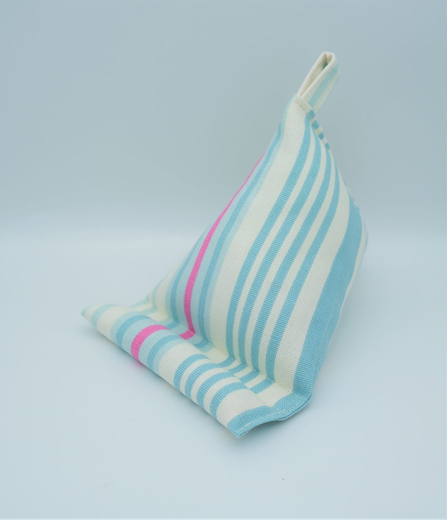 Mobile Phone Bean Bag Cushion Stand/Holder- Blue/Pink Stripe