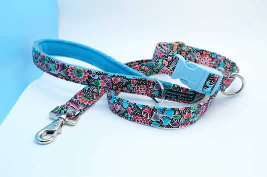 25mm Multicoloured Floral Fabric Collar/Lead