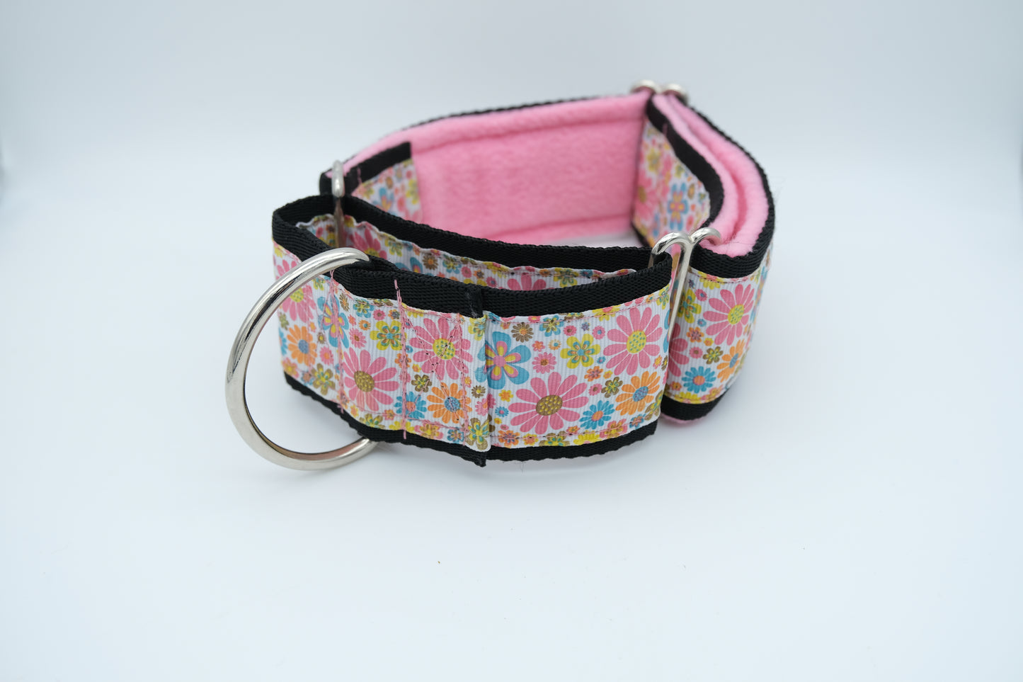 Pink Colourful Flowers Pattern Martingale Collar