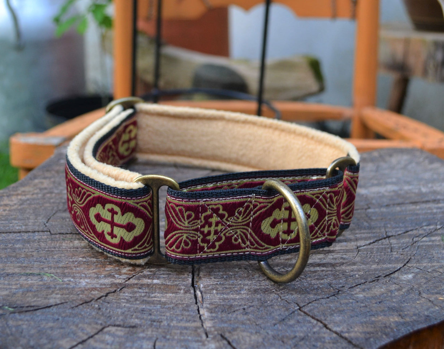 Maroon Medieval Pattern 38mm Martingale Collar