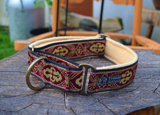 Maroon Medieval Pattern 38mm Martingale Collar