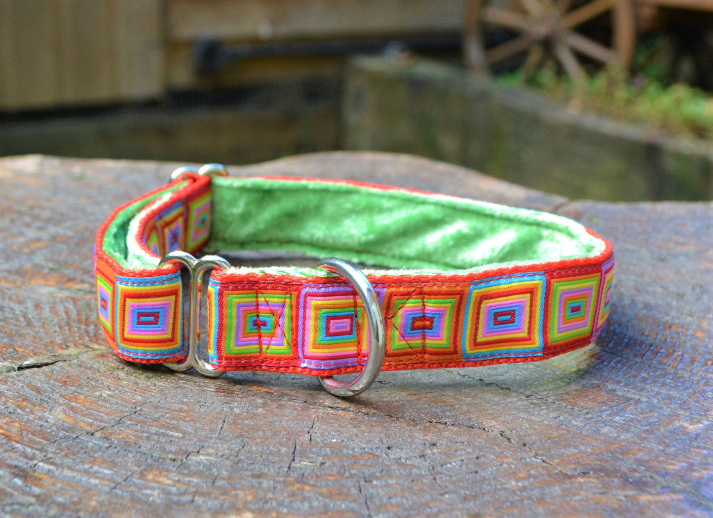 Red Vibrant Retro Squares House Collar