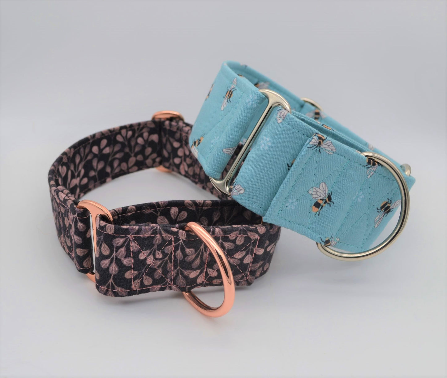 Bees on Blue Pattern 50mm Fabric Martingale Collar