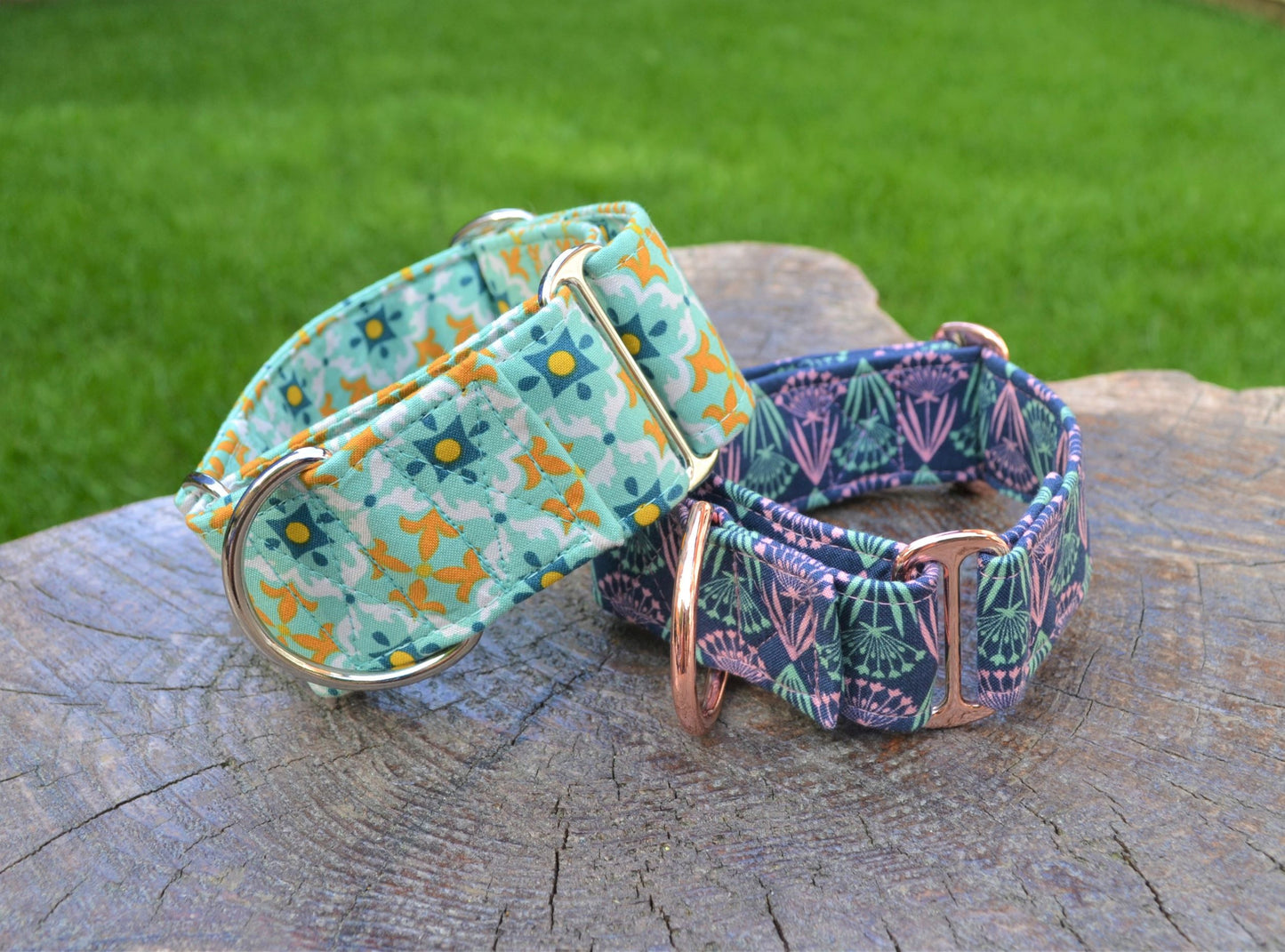 Majolica Tiles Pattern 50mm Fabric Martingale Collar