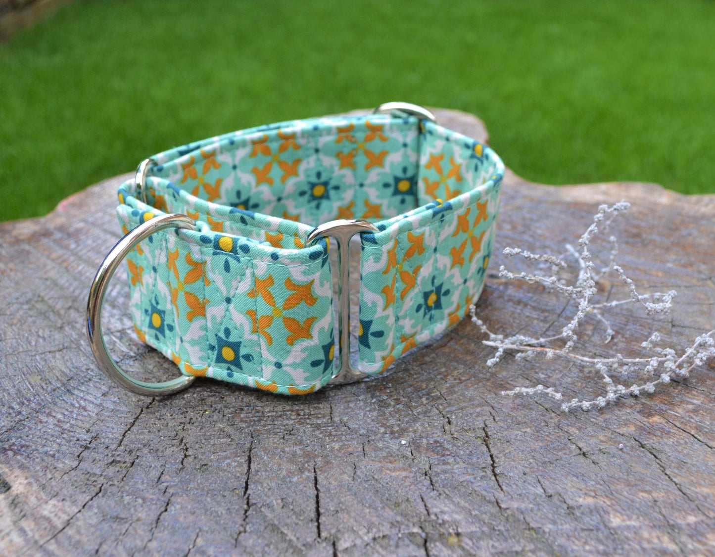 Majolica Tiles Pattern 50mm Fabric Martingale Collar