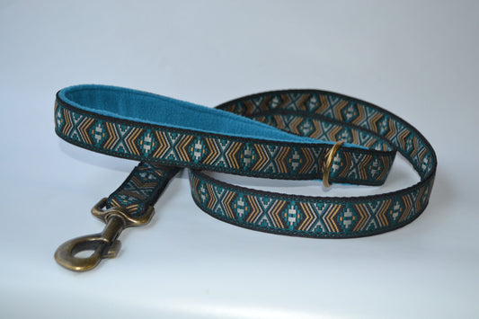 Turquoise Aztec Pattern Lead (Antique Brass)