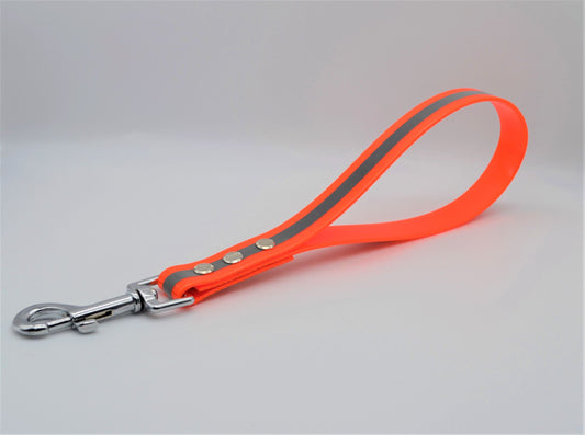 Waterproof Webbing Dog Training Lead Traffic Handle- Reflective Orange 20mm