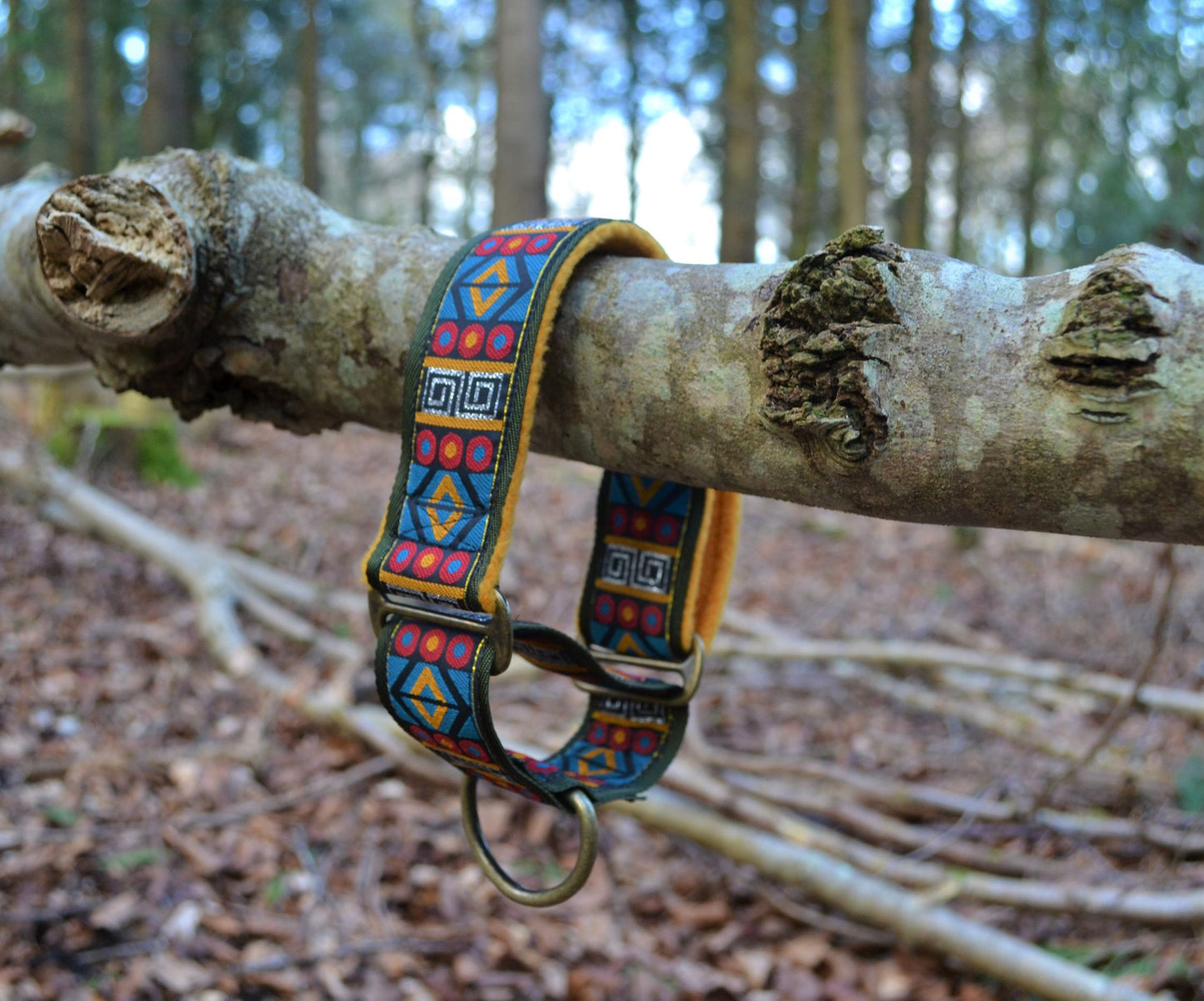 Gold Aztec Pattern 38mm Martingale Collar