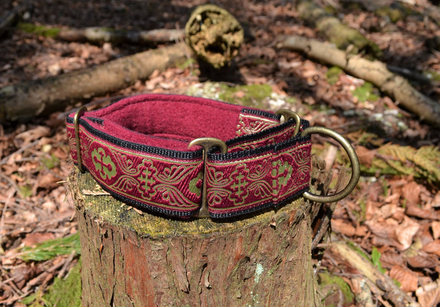 Maroon Medieval Pattern 38mm Martingale Collar