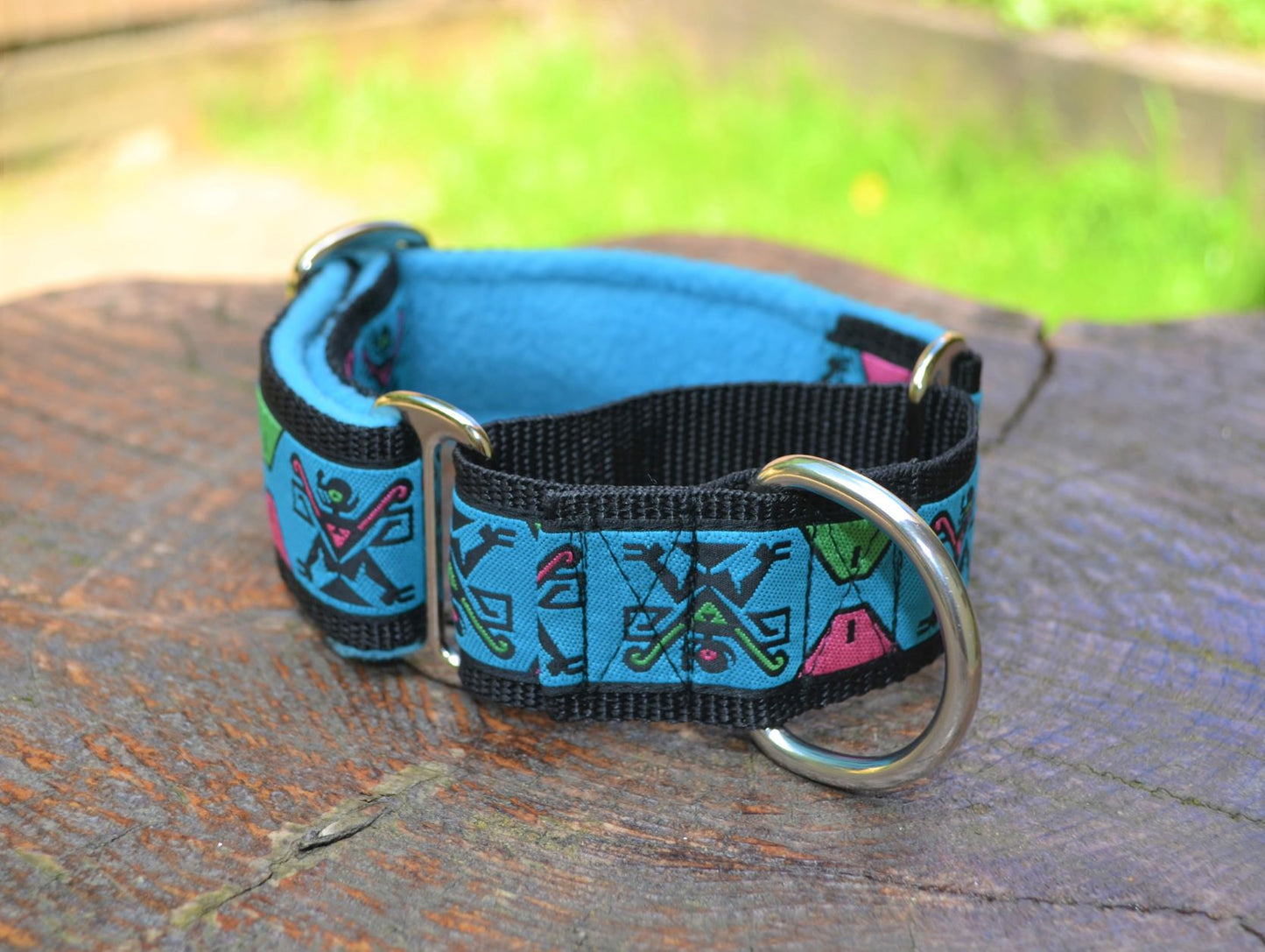 Blue Aztec Figures Pattern 38mm Martingale Collar