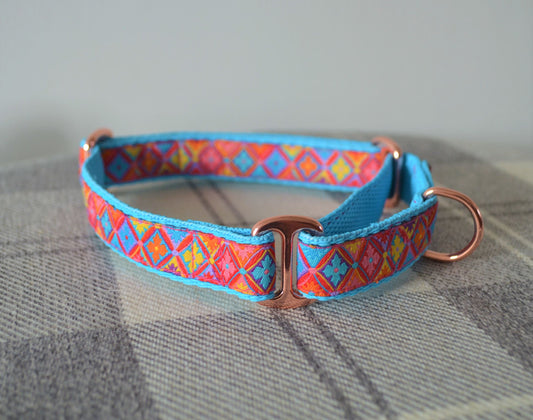 12-17" Antwerp Flowers Multicolored 20mm Martingale Collar (Rose Gold)