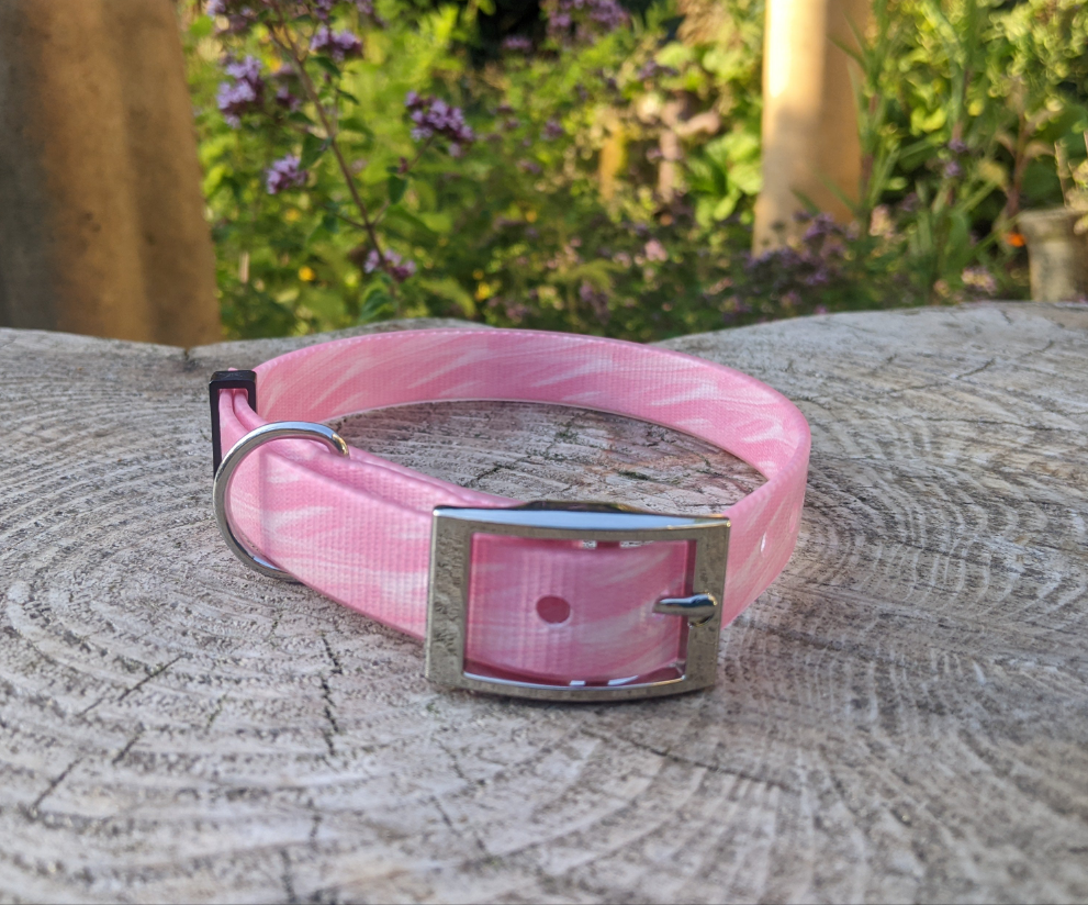 Pink Splash Waterproof Coated Webbing Collar 20mm