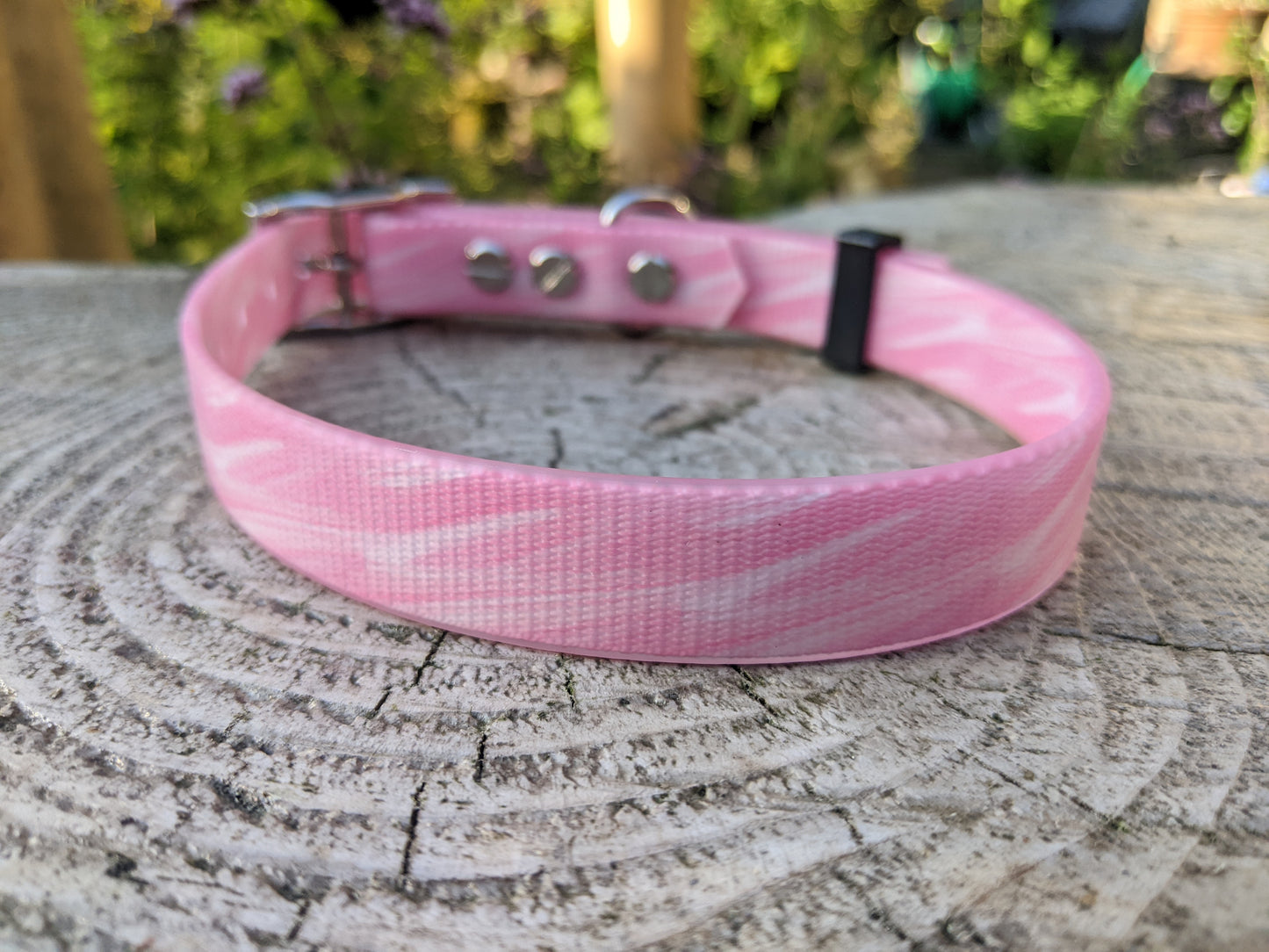 Pink Splash Waterproof Coated Webbing Collar 20mm