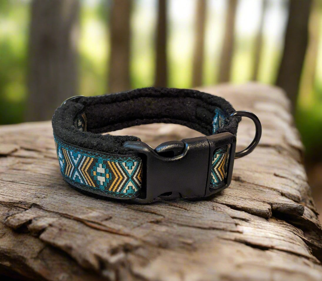 12-16" Turquoise/Black Aztec Pattern Collar