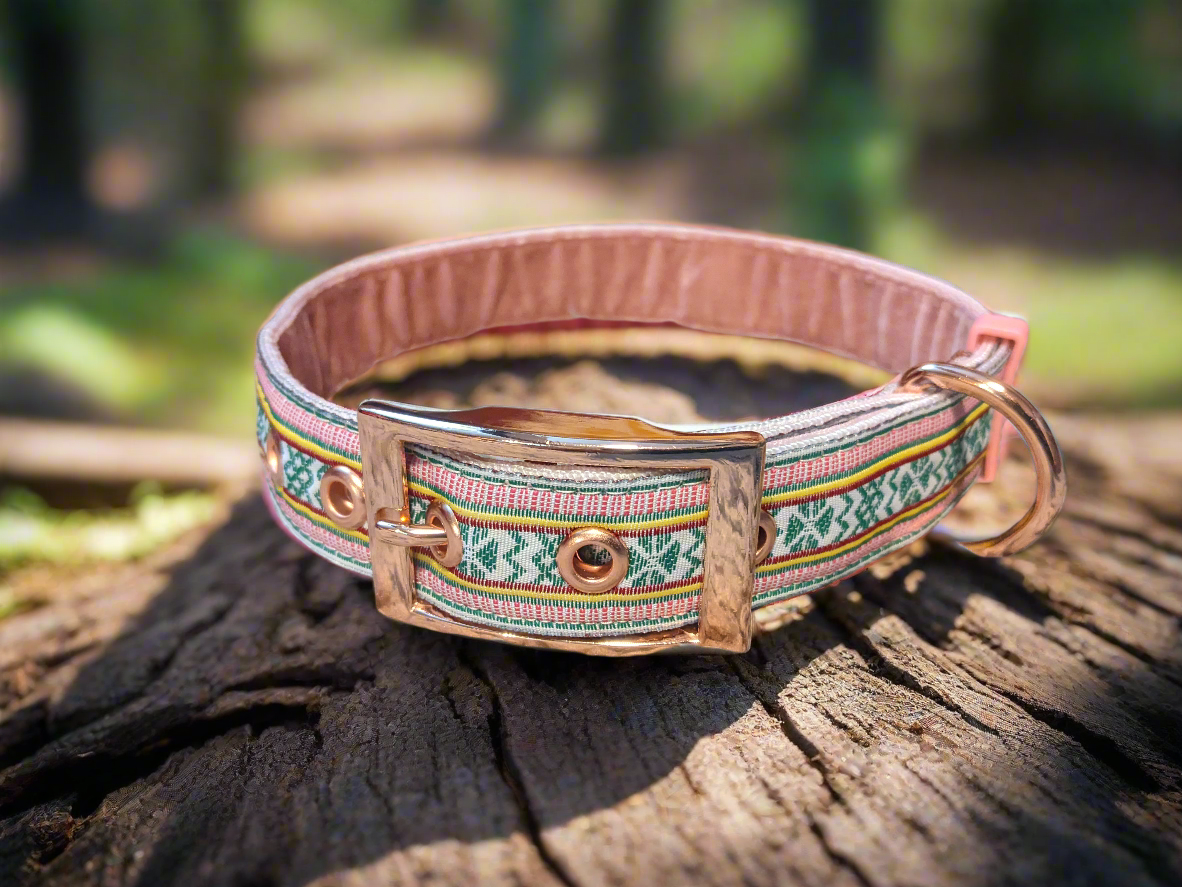 13-16' Pink Tribal Pattern Pin Buckle Collar