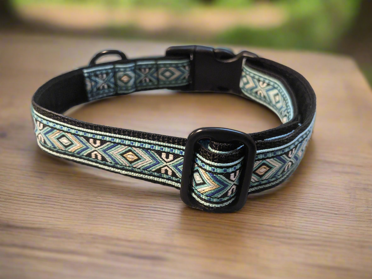 Blue/Black Southwestern Tribal Pattern Collar 25mm