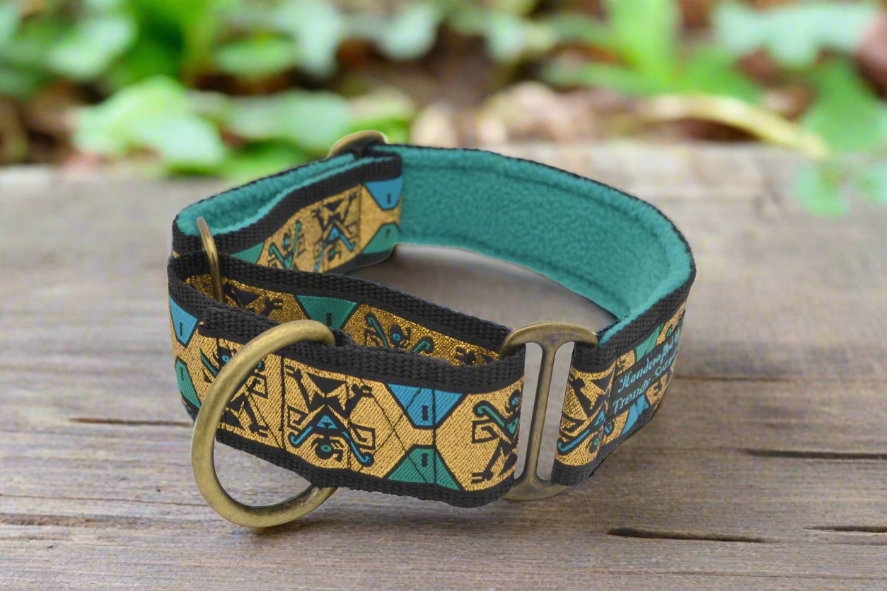 Gold Aztec Figures Pattern 38mm Martingale Collar