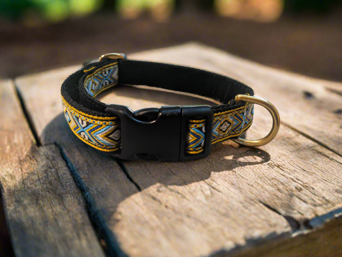 Yellow/Black Southwestern Tribal Pattern Collar 20mm