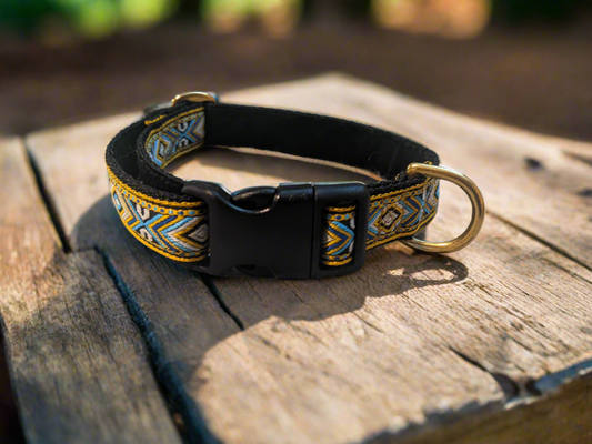 Yellow/Black Southwestern Tribal Pattern Collar 20mm