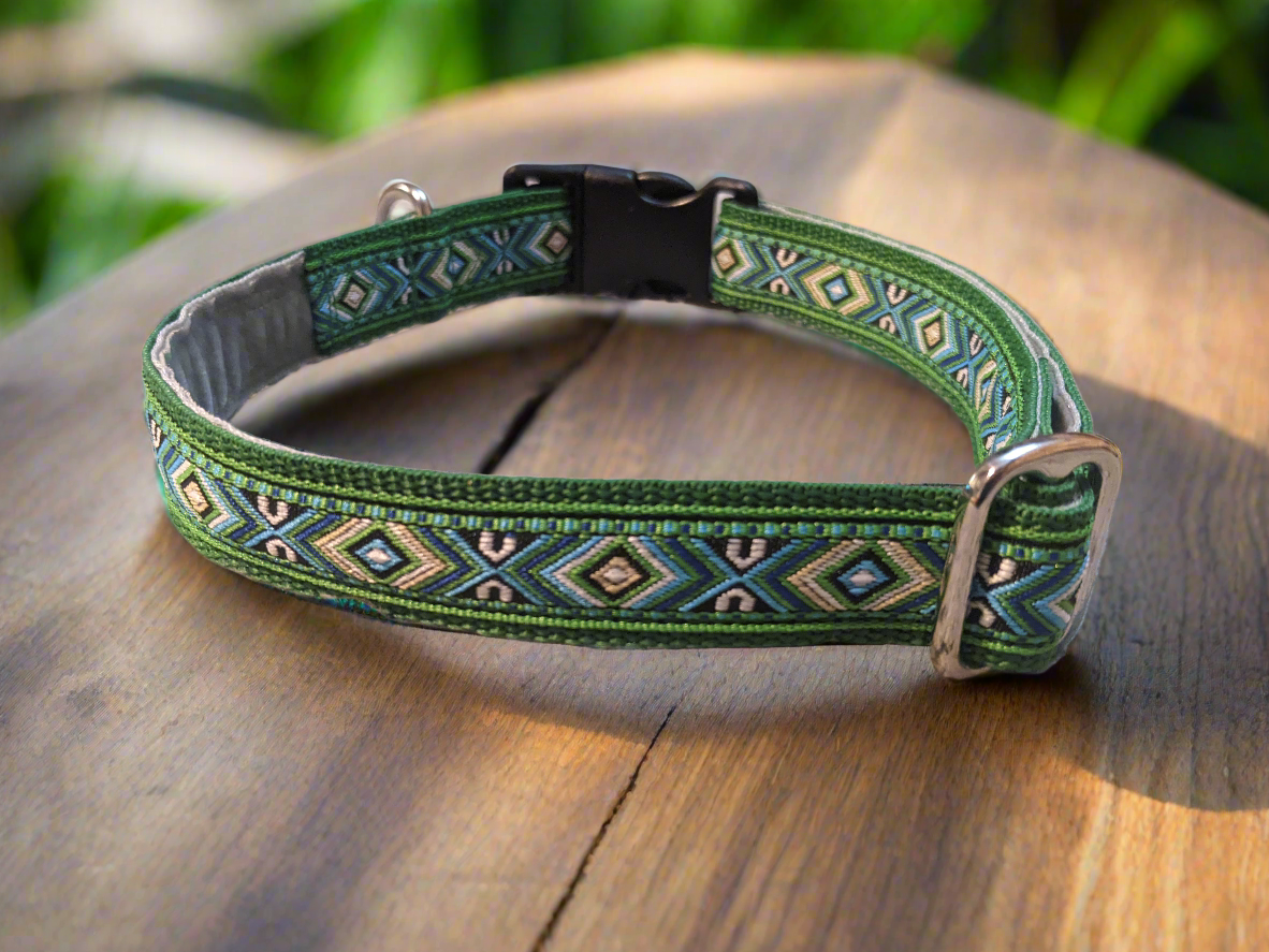 Green Southwestern Tribal Pattern Collar 25mm