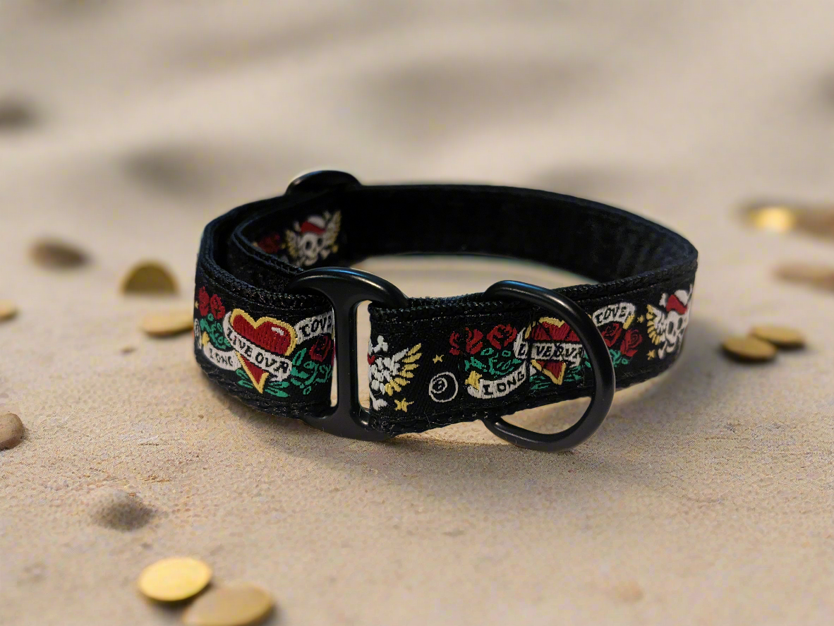 Black Biker Skull/Crossbones Love Life House Collar