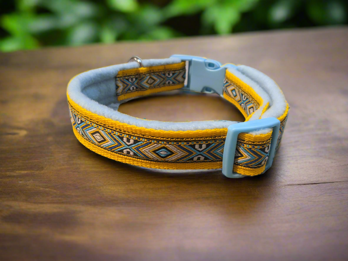 Yellow/Blue Southwestern Tribal Pattern Collar 25mm