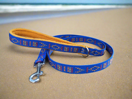 Mexican Weave Aztec Style Webbing Lead Blue