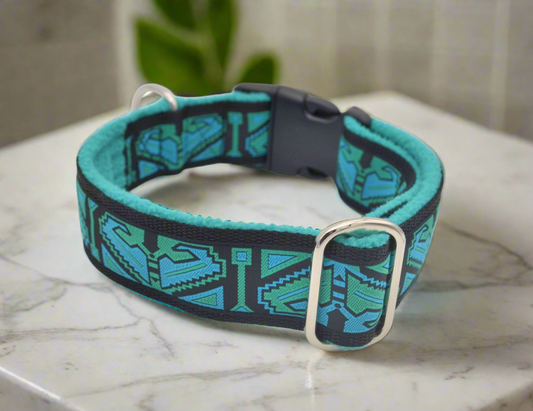 14-21" Turquoise Retro Tribal Pattern Collar 38mm