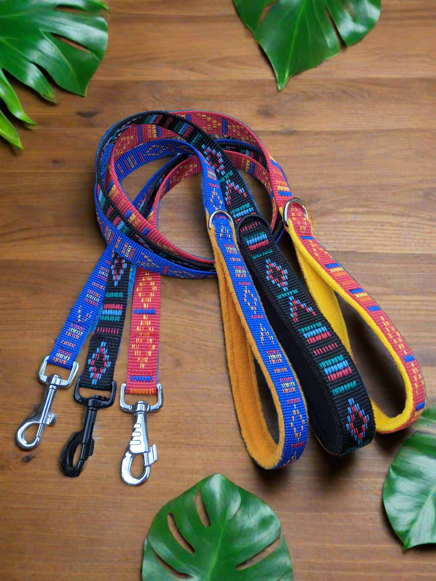 Mexican Weave Aztec Style Webbing Lead Blue