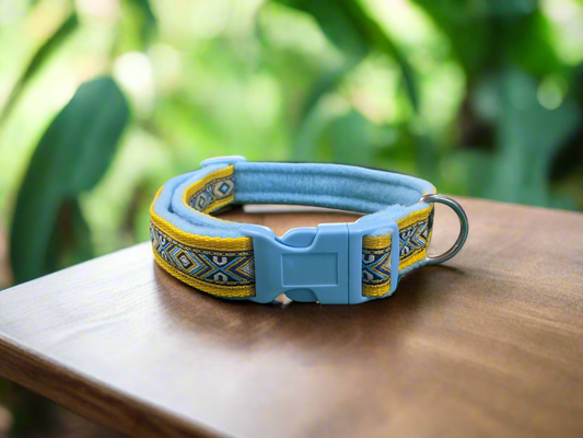 Yellow/Blue Southwestern Tribal Pattern Collar 25mm