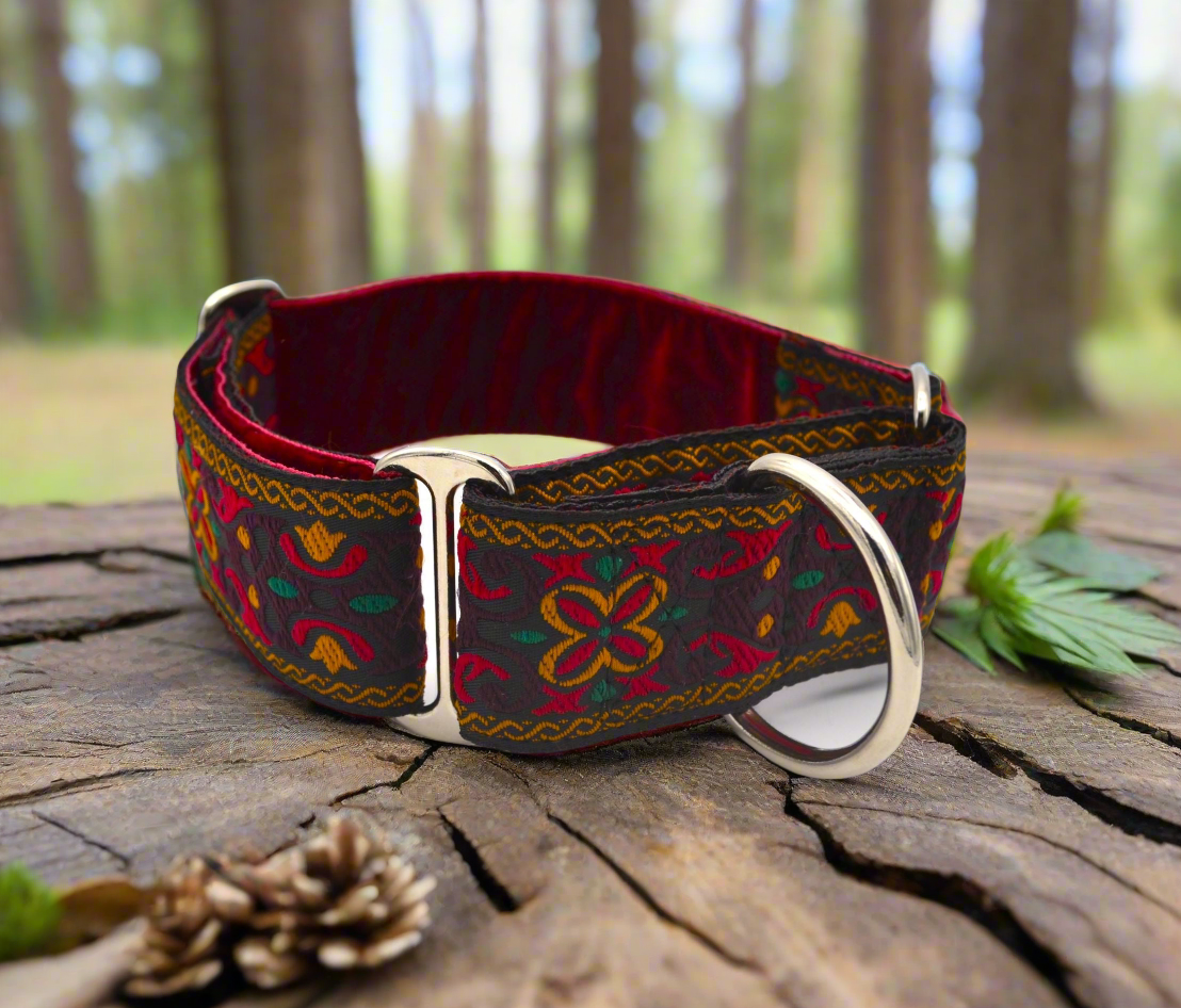 Autumn Medieval Floral Pattern 38mm Martingale Collar