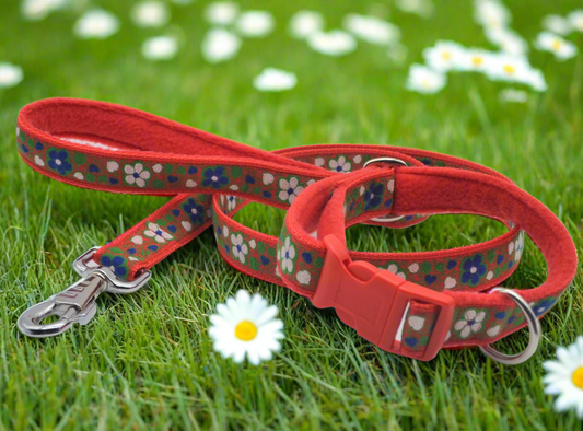 25mm Flower Vine Pattern Collar & Lead Set