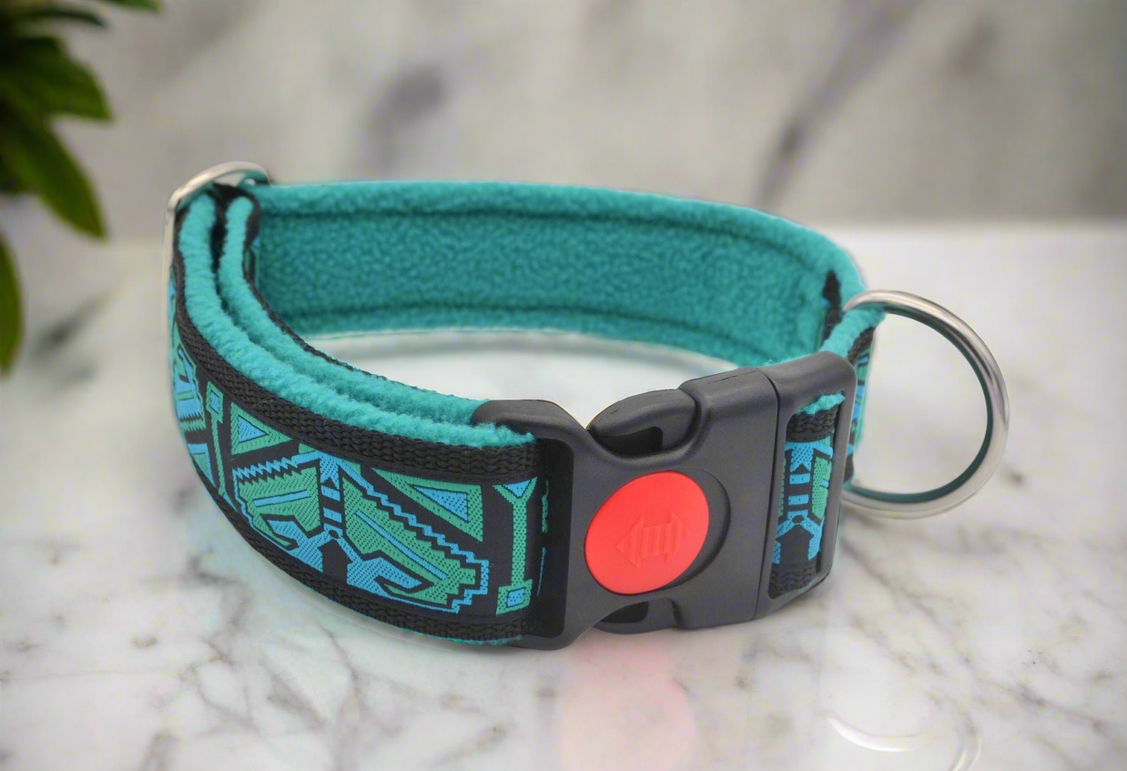 14-21" Turquoise Retro Tribal Pattern Collar 38mm