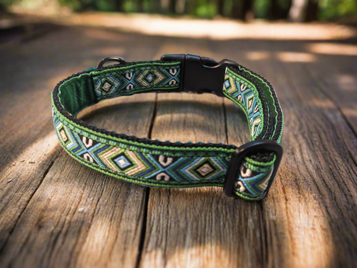 Green/Black Southwestern Tribal Pattern Collar 20mm