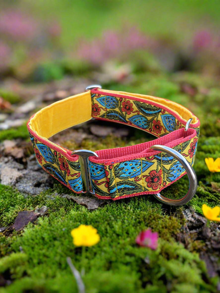 Yellow/Red Floral Pattern 38mm Martingale Collar