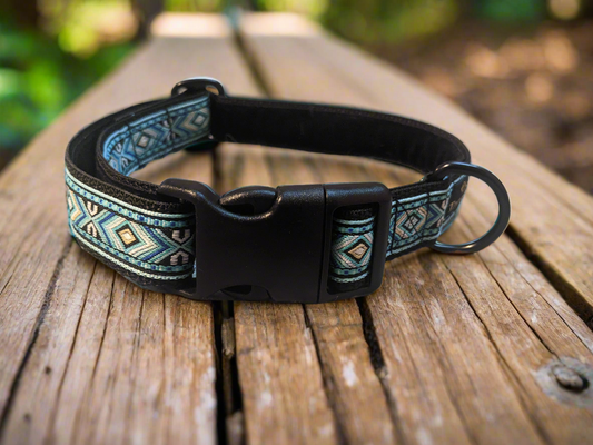 Blue/Black Southwestern Tribal Pattern Collar 25mm